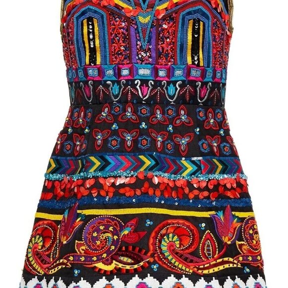 Alice + Olivia Patty Embroidered Bead Sequin Lantern black Dress 0 $1,395 NWT - Picture 3 of 16